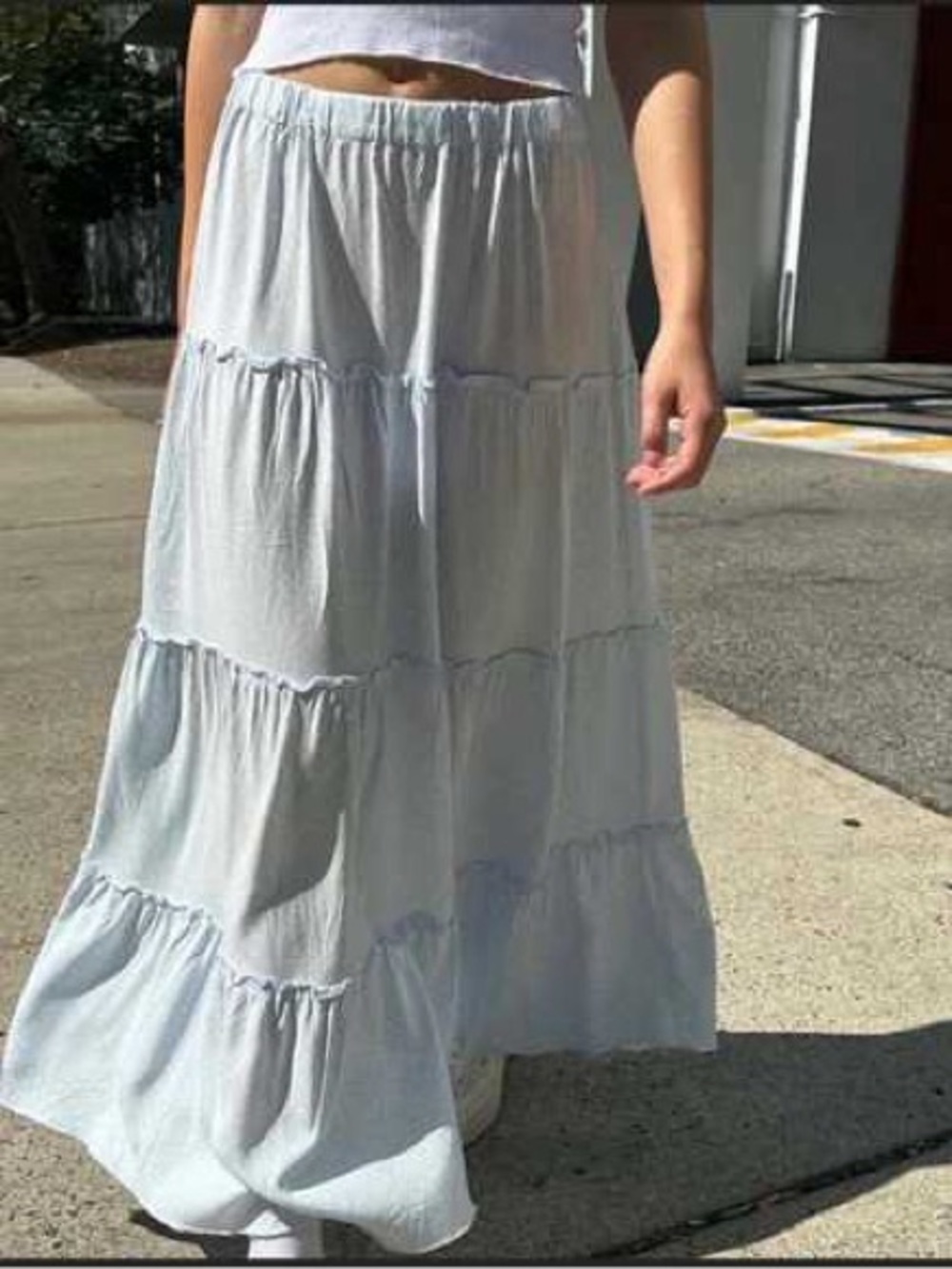 Brandy Melville white Tiered Maxi Skirt